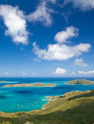 high angle view from North Sound, Virgin Gorda down to the surrounding islands